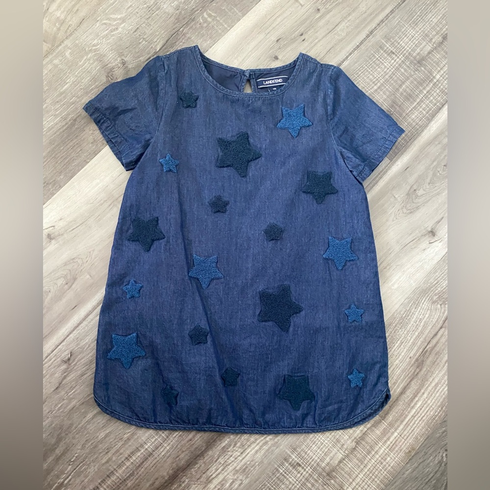 Lands' End Navy Star Embellished Top